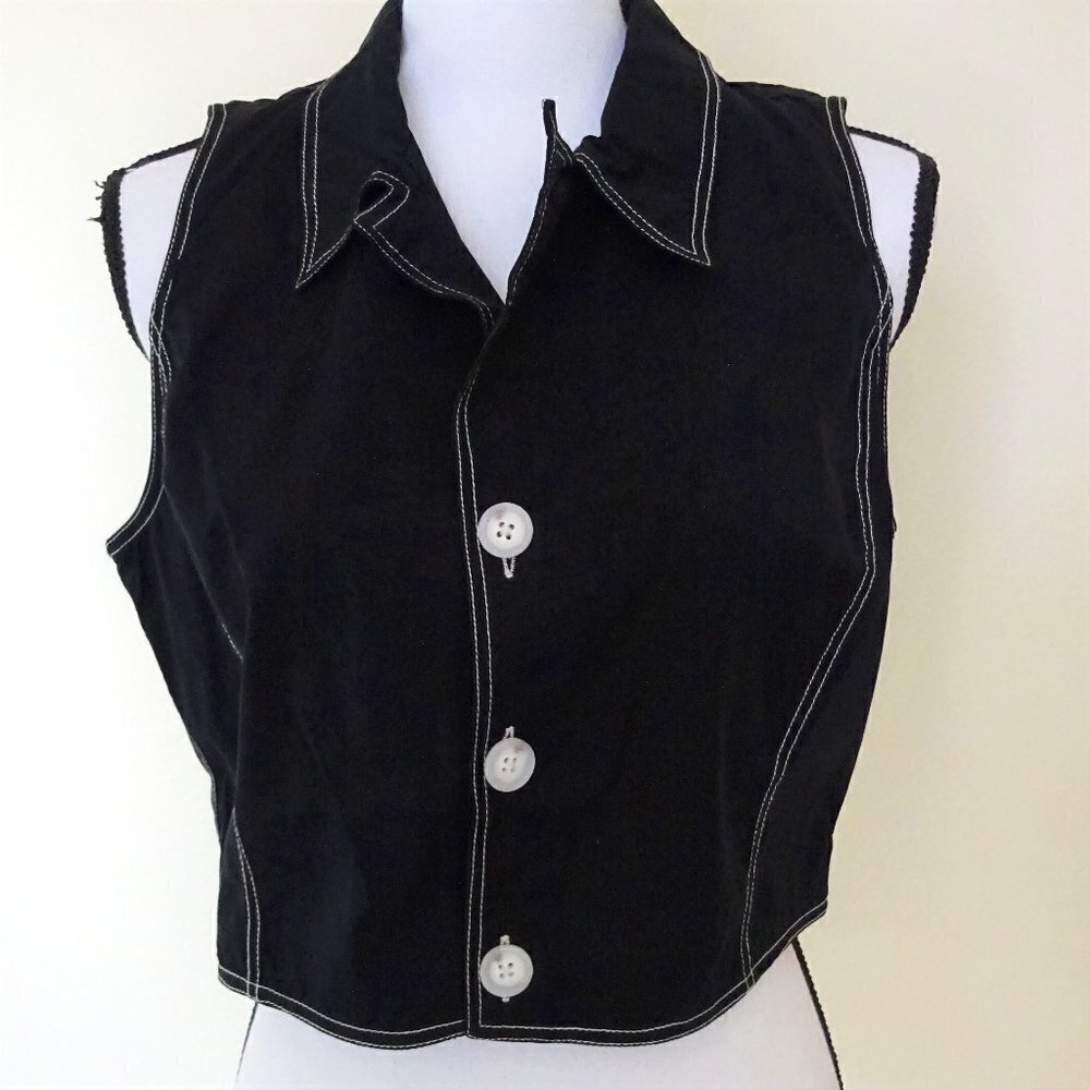 Polo Ralph Lauren Vest Top Women's Size 12 Black Cotton Topstitched Sleeveless